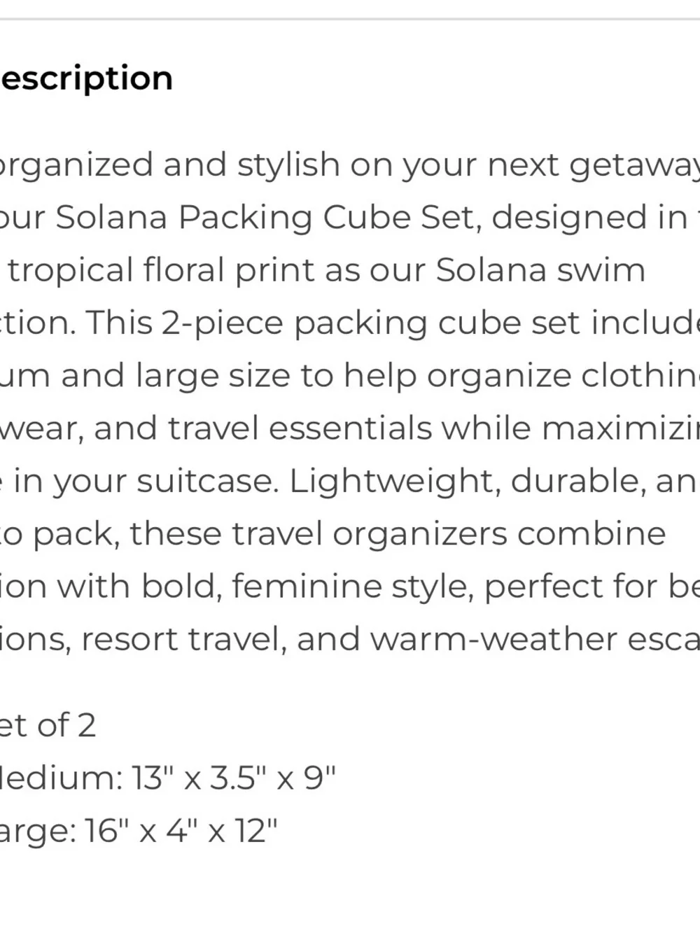 Solana Packing Cube Set